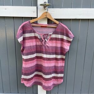 Love Scarlet Multicolor Striped‎ Blouse with Crisscross Neckline